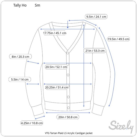 Tally Ho VTG Tartan Plaid Long Sleeve Acrylic Cardigan Jacket with Pockets SM - Picture 8 of 8
